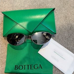 Bottega Veneta Silver Cat Eye Sunglasses